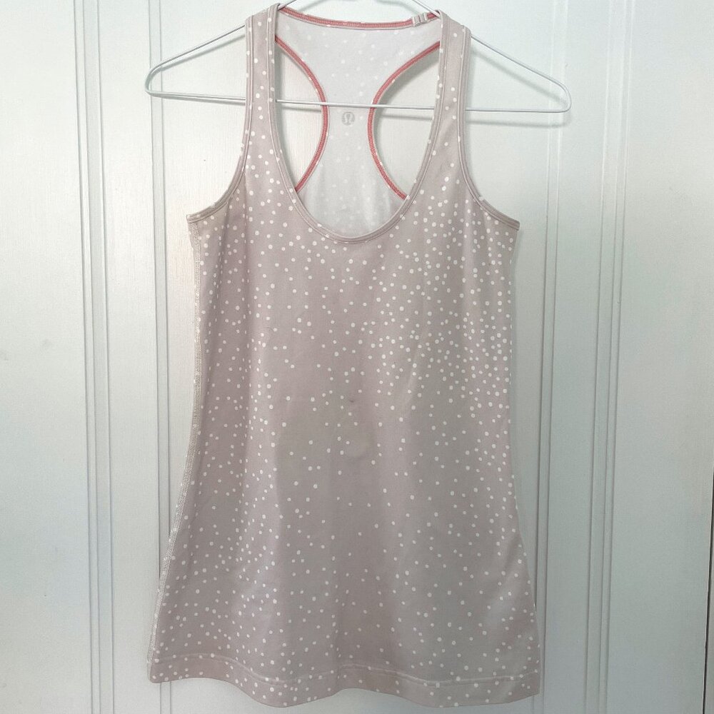 EUC Lululemon Cool Racerback Petit Dot Dune Tank Top Women's 6 Stretch Yoga Run